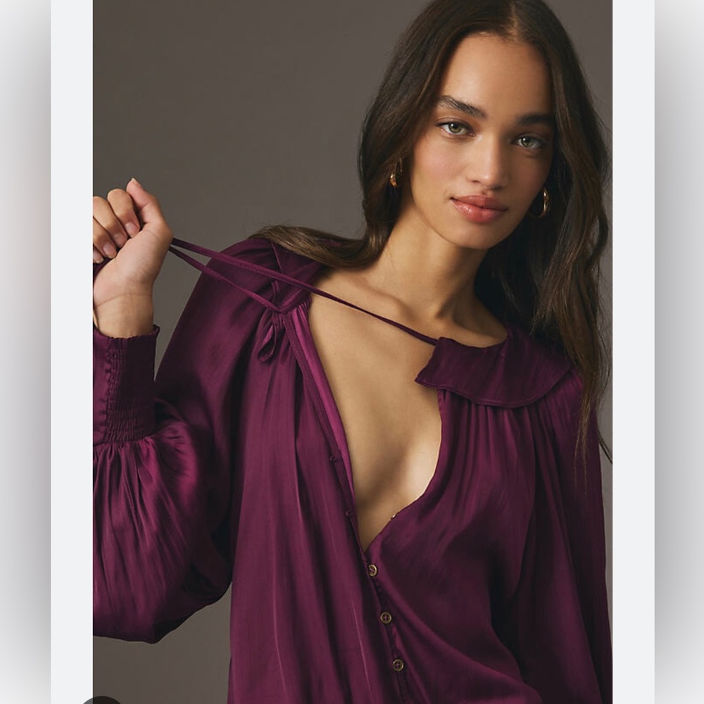 Anthropologie Silk Peasant Blouse NWT